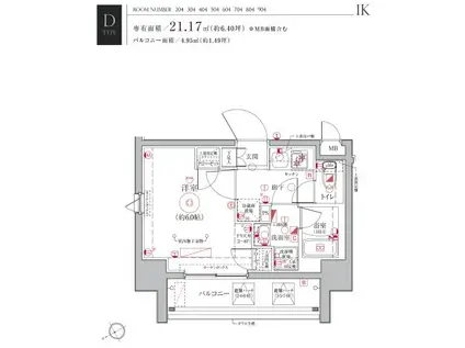 LE A横濱鶴見市場(1K/3階)の間取り写真