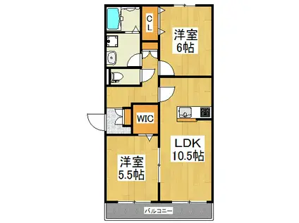 メゾンベールFUJI(2LDK/3階)の間取り写真