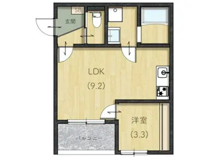 LIEN大津新崎(1LDK/3階)の間取り写真