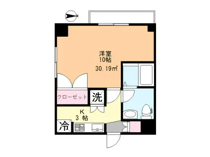 ジュネスコート綾瀬(1K/2階)の間取り写真