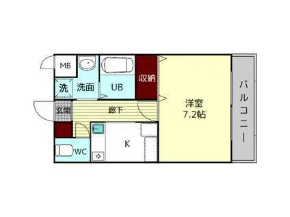 エフラス富雄(1K/3階)の間取り写真