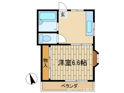 サングレースB棟(1K/2階)の間取り写真