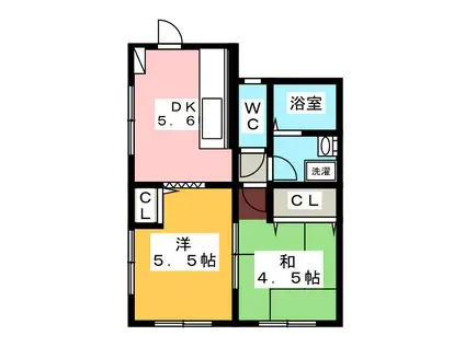 第1秦ハイツ(2DK/2階)の間取り写真