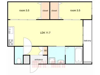 TIO SERENO(2LDK/2階)の間取り写真