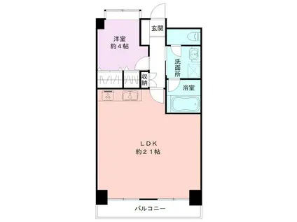 ロンドベル万代(1LDK/6階)の間取り写真