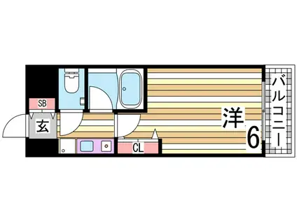 エスリード三宮フラワーロード(1K/10階)の間取り写真