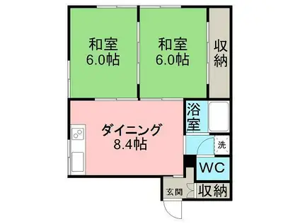 第一田房マンション(2DK/1階)の間取り写真