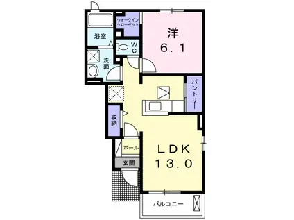 MY STAR S(1LDK/1階)の間取り写真
