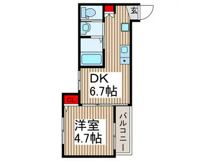 MELDIA大和田III(1DK/2階)の間取り写真