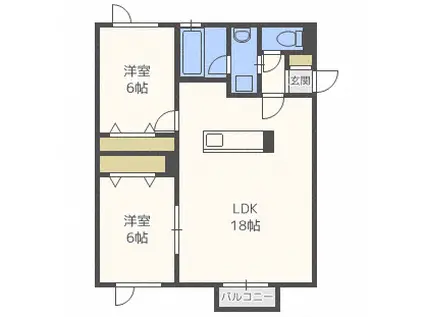 チェルト(2LDK/1階)の間取り写真