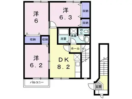 メゾンパークス(3DK/2階)の間取り写真