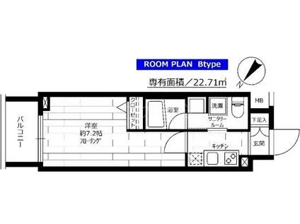グランドコンシェルジュ蒲田(1K/7階)の間取り写真