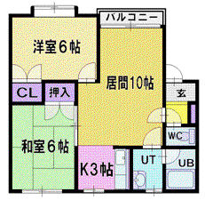 ウッディヴィレッヂA館(2LDK/1階)の間取り写真
