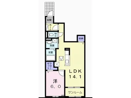 サンパティーク・レジデンス A(1LDK/1階)の間取り写真