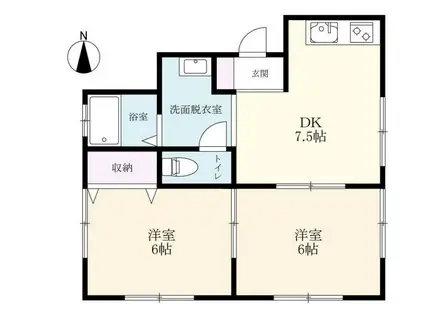 レジデンス小城(2DK/1階)の間取り写真