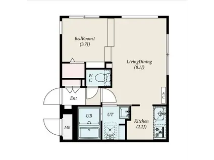PLATZ新札幌(1LDK/1階)の間取り写真