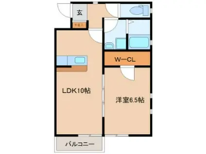 アヴェニールシラハギ(1LDK/1階)の間取り写真