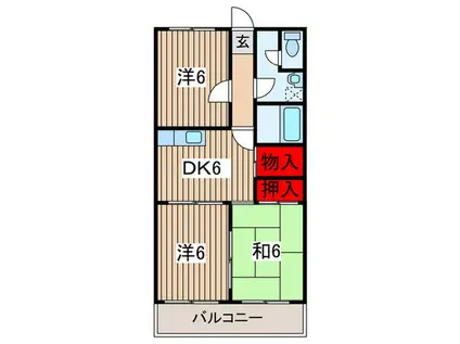 エクセル柏座(3DK/2階)の間取り写真