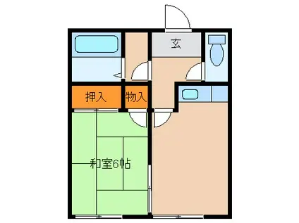 メゾン友朋苑(1LDK/2階)の間取り写真