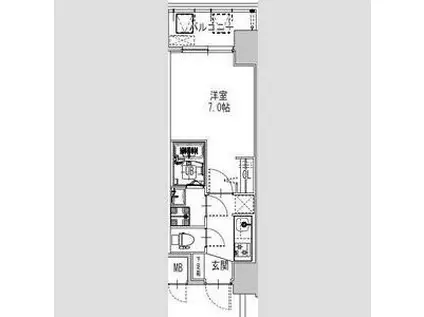 S-RESIDENCE難波大国町TRES(1K/6階)の間取り写真