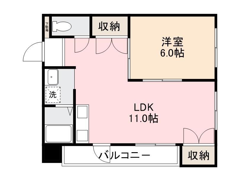 BASE津田(1LDK/2階)の間取り写真