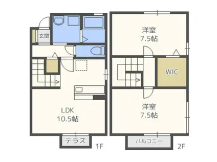 シャンス乙金東(2LDK/1階)の間取り写真