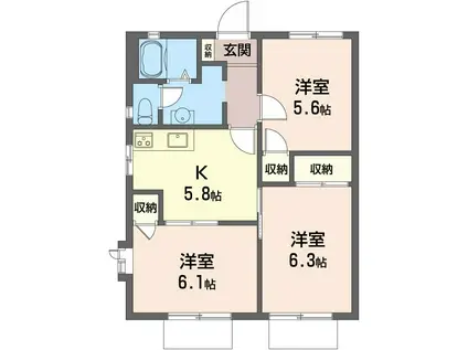 ハイツロックウエル(3K/1階)の間取り写真