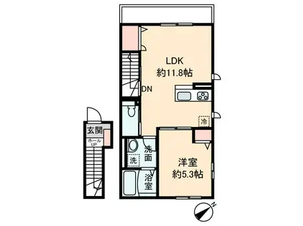 ウィステリア鶴ヶ峰(1LDK/2階)の間取り写真