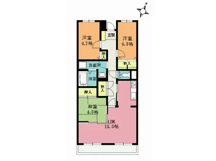 オーチャードヴィレッヂ(3LDK/3階)の間取り写真