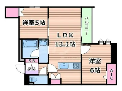 内代レジデンスノース(2LDK/2階)の間取り写真