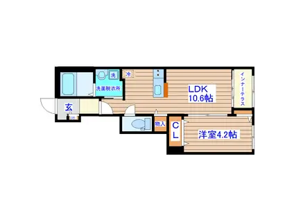 グランフォンテーヌ奏(1LDK/1階)の間取り写真