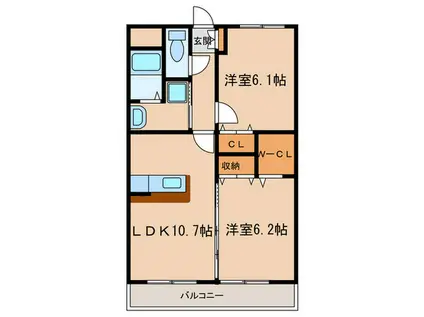 NEXUS(2LDK/2階)の間取り写真