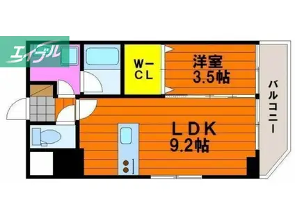 スカイガーデン春日町(1LDK/2階)の間取り写真