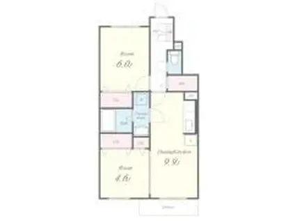 オーベルジュ 守山市今宿4丁目(2DK/1階)の間取り写真