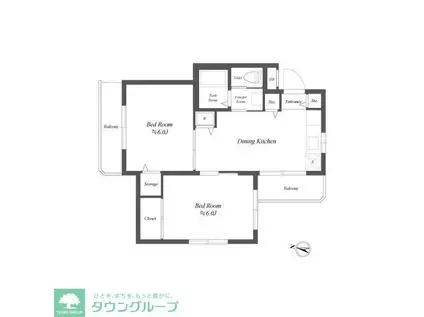 マグノリアイースト(2DK/1階)の間取り写真