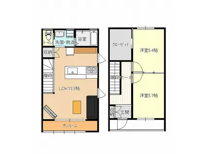 エルウッドVII(2LDK/1階)の間取り写真