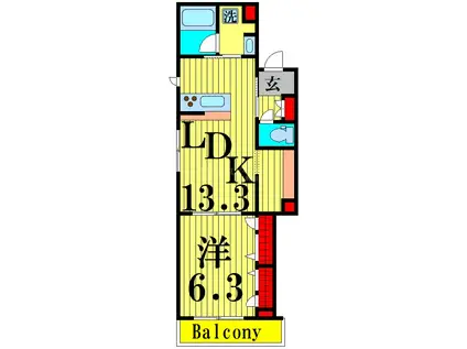 ALIVIO(1LDK/2階)の間取り写真