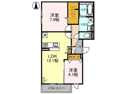 ケーズメゾン松山(2LDK/3階)の間取り写真