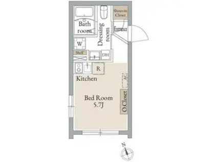 ベルシードステアー東日暮里(1K/1階)の間取り写真