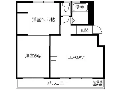 サニーハイツ加古川1番館(2LDK/4階)の間取り写真