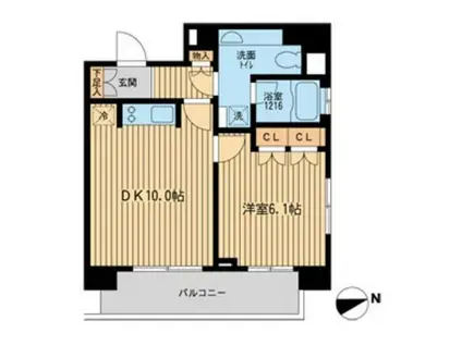 ラクラス田町(1LDK/8階)の間取り写真