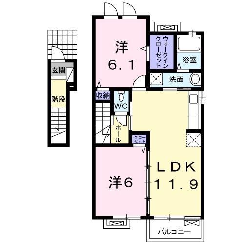 ディエス・リーオ(2LDK/2階)の間取り写真