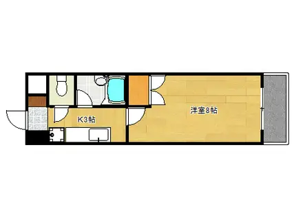 カーナ西田(1K/1階)の間取り写真