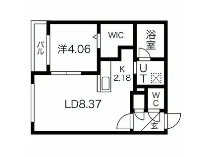 ピーロ栄通(1LDK/4階)の間取り写真