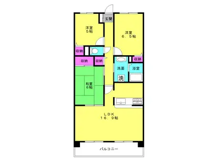 ロワイヤル東加古川(3LDK/6階)の間取り写真