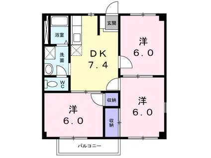 アクティブコート嘉島A(3DK/1階)の間取り写真