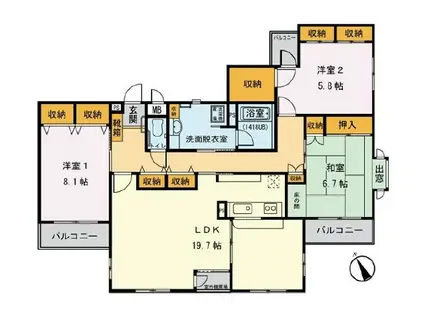 プレステージ(3LDK/3階)の間取り写真