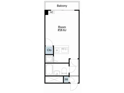 敷礼無しプレール池上305(ワンルーム/3階)の間取り写真
