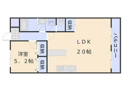 ヴェルデュール己斐(1LDK/2階)の間取り写真