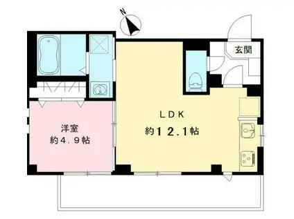 ウエスト LOUNGE(1LDK/2階)の間取り写真